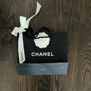 Chanel Black Shopping Bag with White Accents